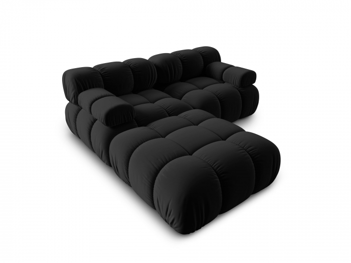 Coltar modular Bellis cu 3 locuri si tapiterie din catifea, negru [3]