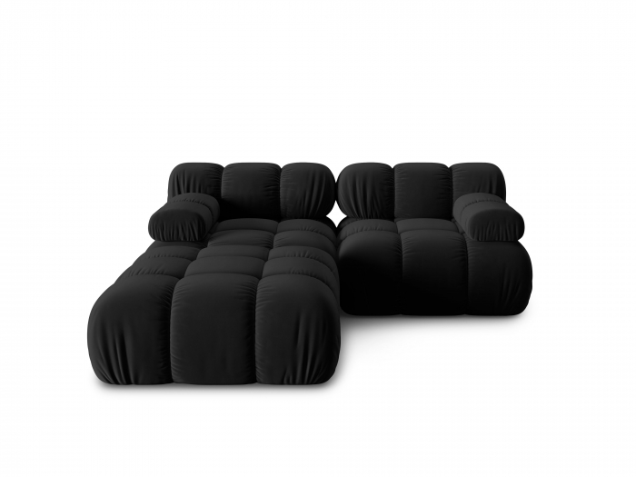 Coltar modular Bellis cu 3 locuri si tapiterie din catifea, negru [1]