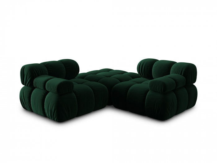 Coltar modular Bellis cu 3 locuri si tapiterie din catifea, verde inchis [8]