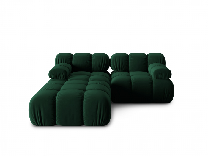 Coltar modular Bellis cu 3 locuri si tapiterie din catifea, verde inchis [1]