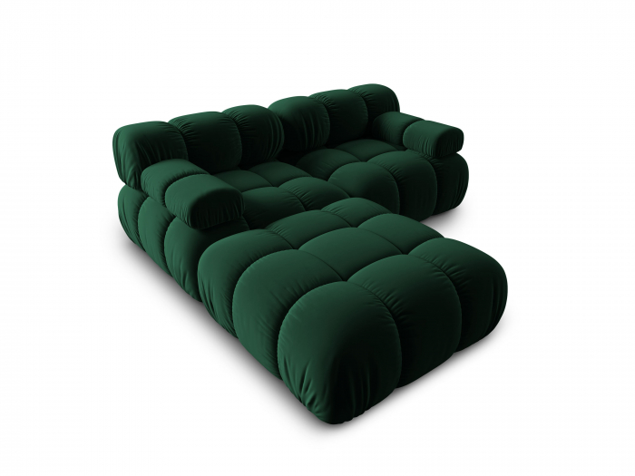 Coltar modular Bellis cu 3 locuri si tapiterie din catifea, verde inchis [3]