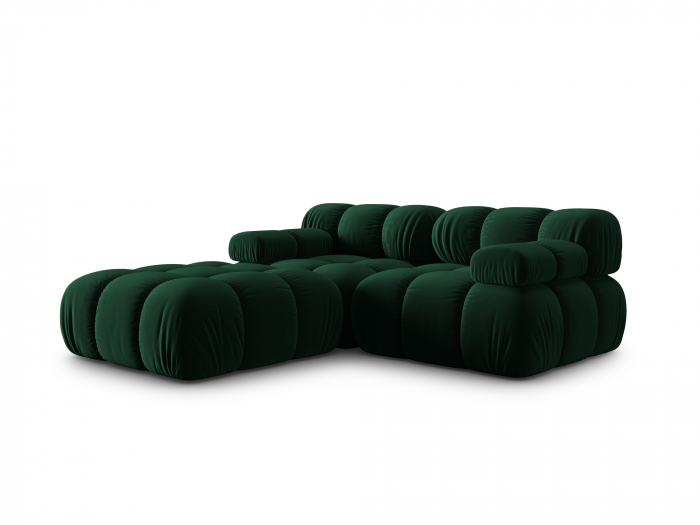 Coltar modular Bellis cu 3 locuri si tapiterie din catifea, verde inchis [2]