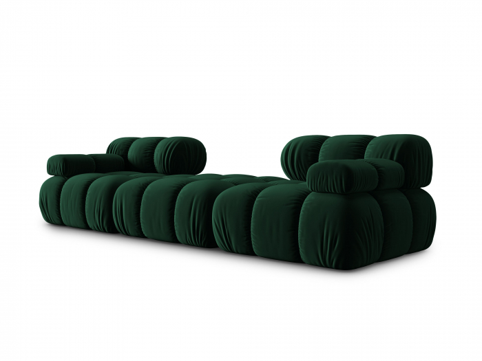 Coltar modular Bellis cu 3 locuri si tapiterie din catifea, verde inchis [9]
