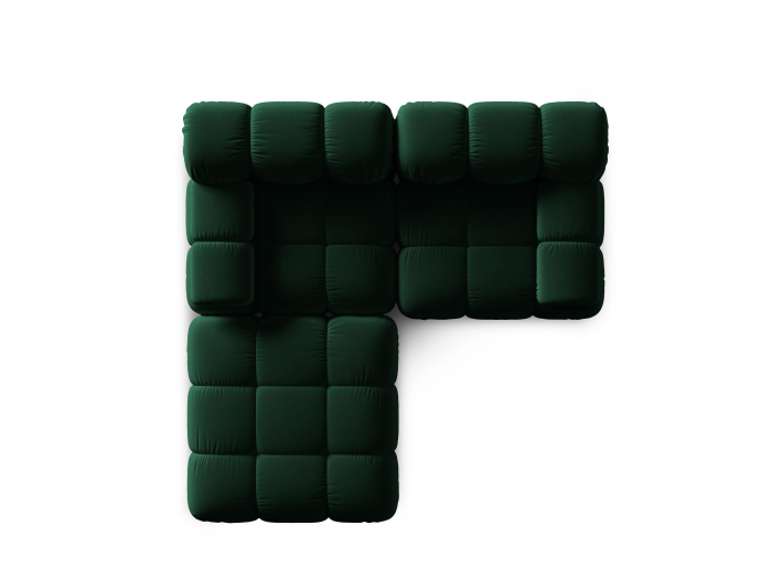 Coltar modular Bellis cu 3 locuri si tapiterie din catifea, verde inchis [4]