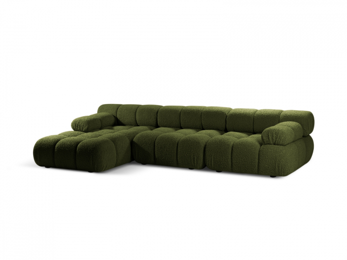 Coltar modular Bellis cu 3 module si tapiterie boucle, verde [2]