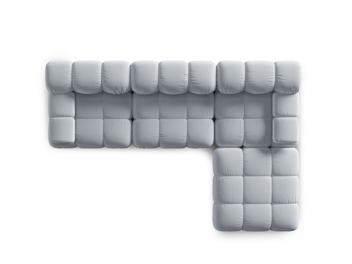 Coltar modular Bellis cu 4 locuri si tapiterie din catifea, albastru deschis [4]