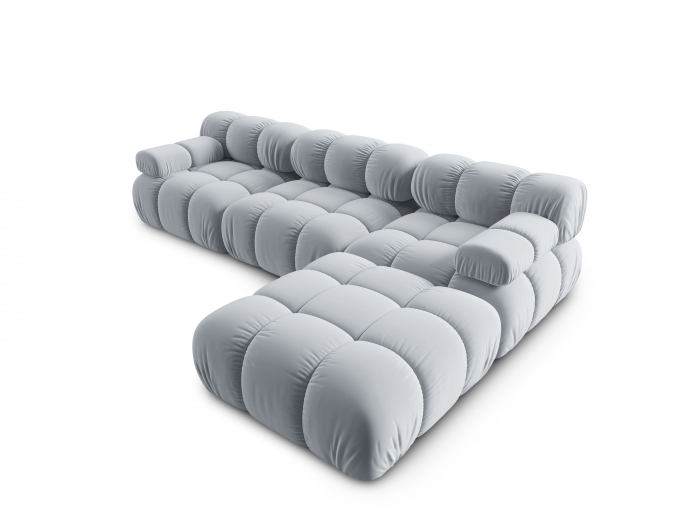Coltar modular Bellis cu 4 locuri si tapiterie din catifea, albastru deschis [3]