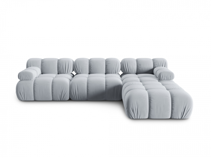 Coltar modular Bellis cu 4 locuri si tapiterie din catifea, albastru deschis [1]