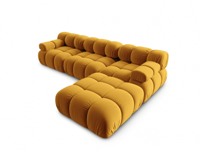 Coltar modular Bellis cu 4 locuri si tapiterie din catifea, galben [3]