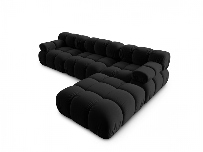 Coltar modular Bellis cu 4 locuri si tapiterie din catifea, negru [3]