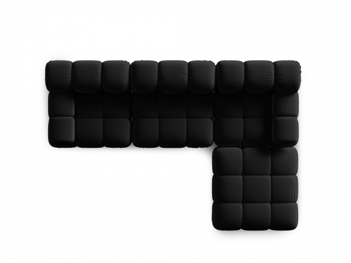 Coltar modular Bellis cu 4 locuri si tapiterie din catifea, negru [4]