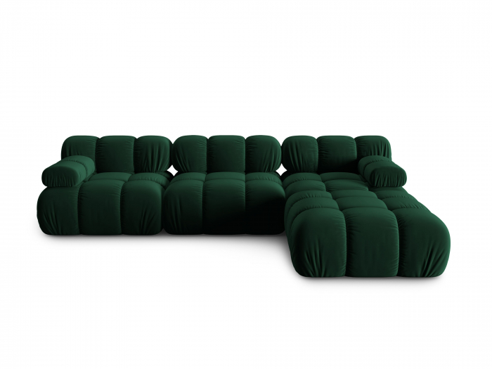 Coltar modular Bellis cu 4 locuri si tapiterie din catifea, verde inchis [1]