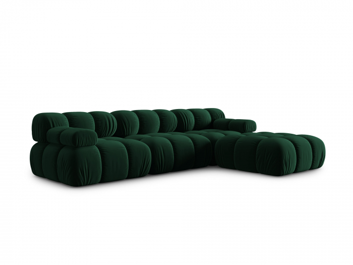 Coltar modular Bellis cu 4 locuri si tapiterie din catifea, verde inchis [2]