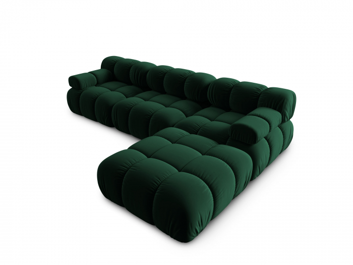Coltar modular Bellis cu 4 locuri si tapiterie din catifea, verde inchis [3]