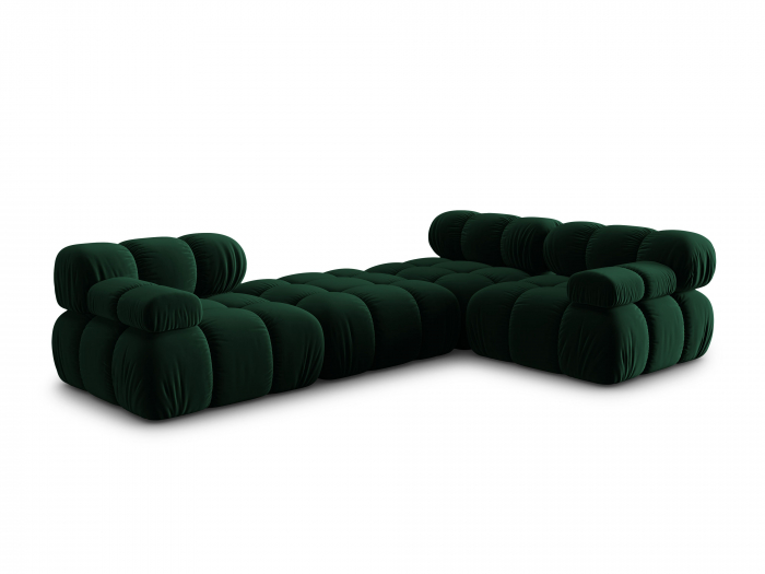 Coltar modular Bellis cu 4 locuri si tapiterie din catifea, verde inchis [8]