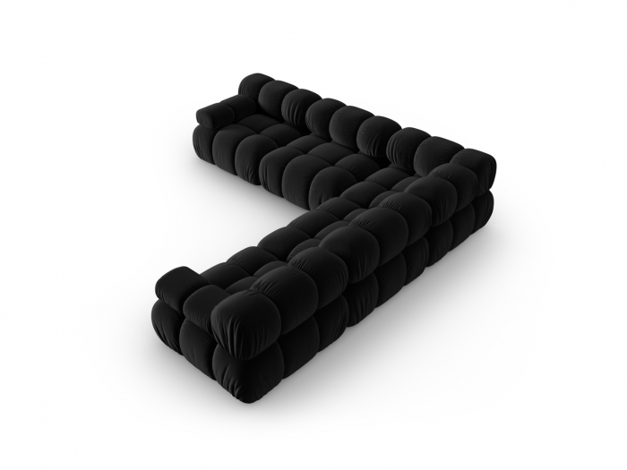 Coltar modular Bellis cu 5 locuri si tapiterie din catifea, negru [2]