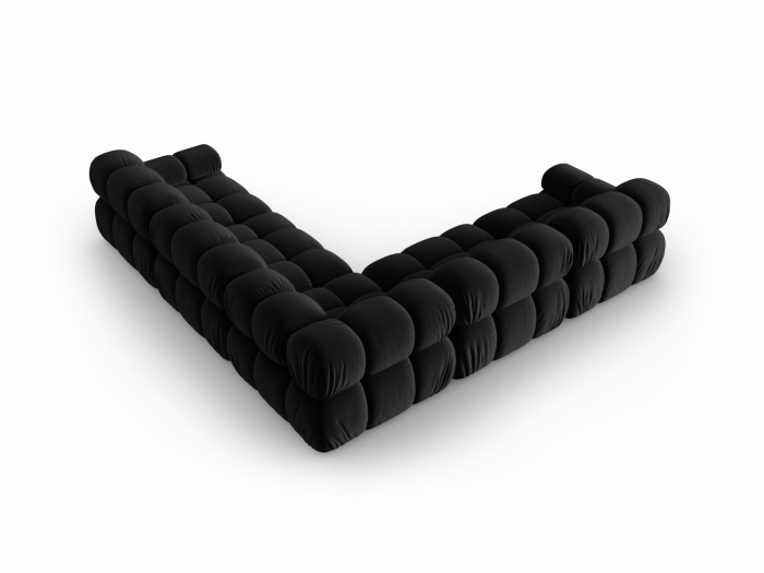 Coltar modular Bellis cu 5 locuri si tapiterie din catifea, negru [4]