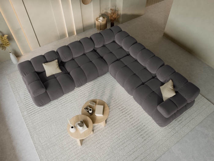 Coltar modular Bellis cu 5 locuri si tapiterie din catifea, otel [6]