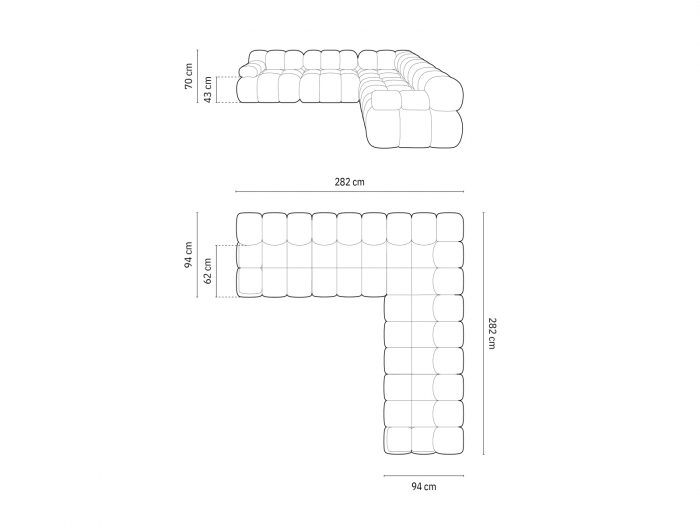 Coltar modular Bellis cu 5 locuri si tapiterie din catifea, verde inchis [7]