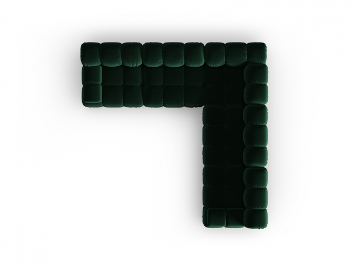Coltar modular Bellis cu 5 locuri si tapiterie din catifea, verde inchis [3]