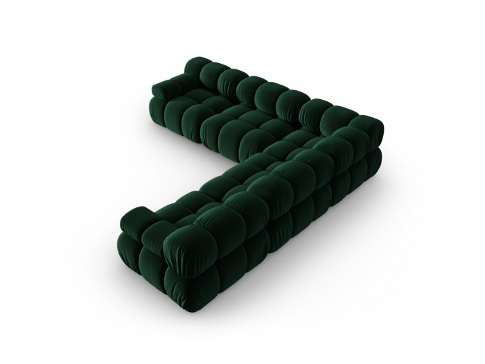 Coltar modular Bellis cu 5 locuri si tapiterie din catifea, verde inchis [2]