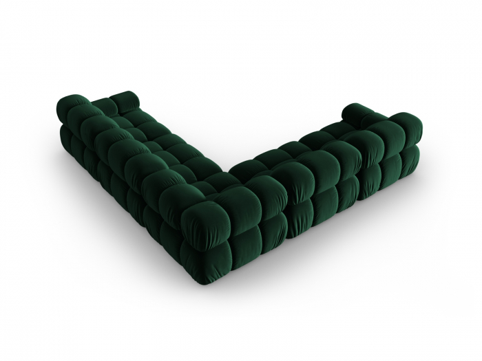 Coltar modular Bellis cu 5 locuri si tapiterie din catifea, verde inchis [4]