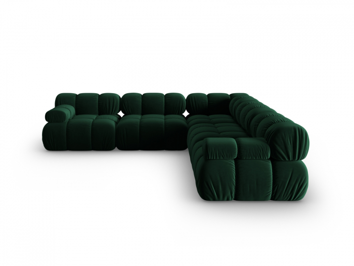Coltar modular Bellis cu 5 locuri si tapiterie din catifea, verde inchis [1]