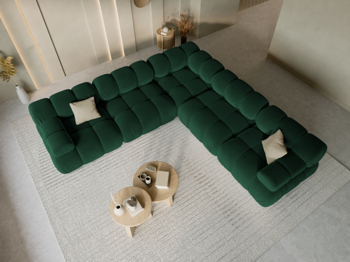 Coltar modular Bellis cu 5 locuri si tapiterie din catifea, verde inchis [6]
