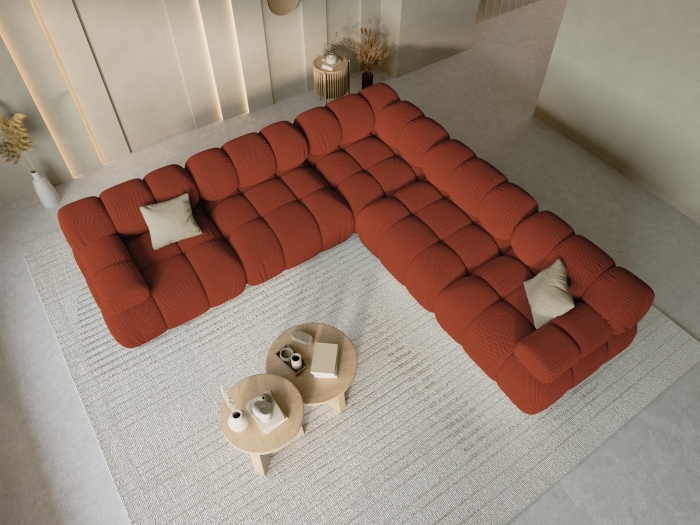 Coltar modular Bellis cu 5 locuri si tapiterie din tesatura 3D, brick [6]