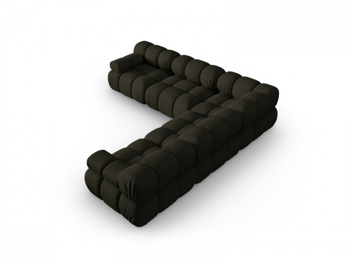 Coltar modular Bellis cu 5 locuri si tapiterie din tesatura 3D, verde [2]