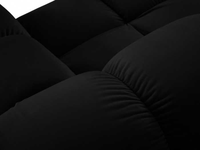 Coltar modular Bellis in forma de U si tapiterie din catifea, negru [5]