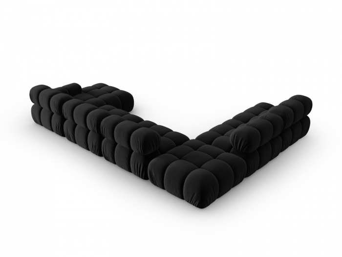Coltar modular Bellis in forma de U si tapiterie din catifea, negru [4]