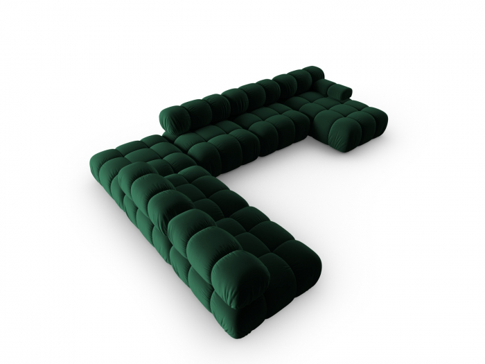 Coltar modular Bellis in forma de U si tapiterie din catifea, verde inchis [3]