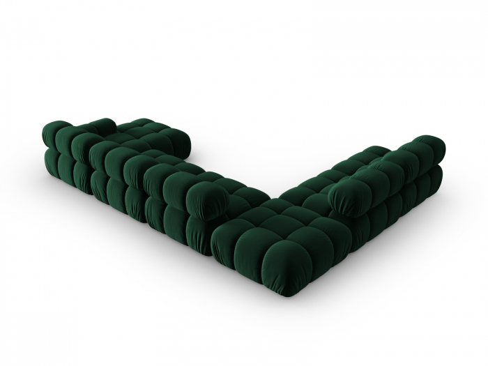 Coltar modular Bellis in forma de U si tapiterie din catifea, verde inchis [4]
