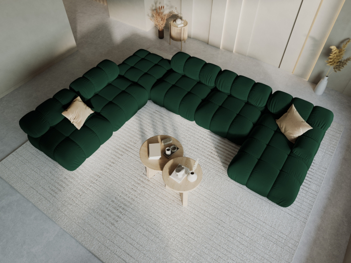 Coltar modular Bellis in forma de U si tapiterie din catifea, verde inchis [7]