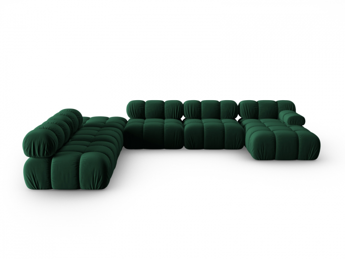 Coltar modular Bellis in forma de U si tapiterie din catifea, verde inchis [1]