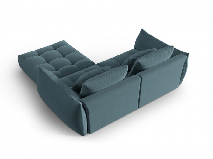 Coltar modular Bloom cu tapiterie din catifea, albastru pastel [3]