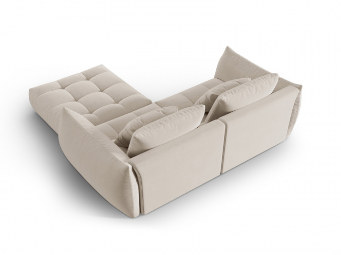 Coltar modular Bloom cu tapiterie din catifea, ecru [3]