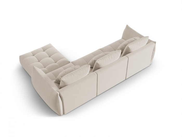 Coltar modular Bloom cu tapiterie din catifea, ecru [3]