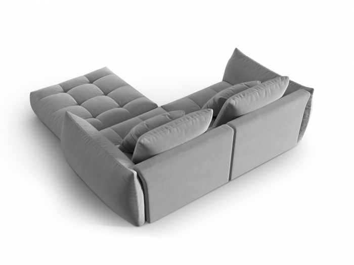 Coltar modular Bloom cu tapiterie din catifea, gri [3]