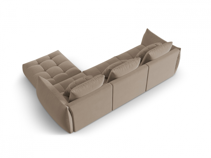 Coltar modular Bloom cu tapiterie din catifea, maro deschis [3]