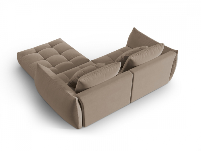 Coltar modular Bloom cu tapiterie din catifea, maro deschis [3]