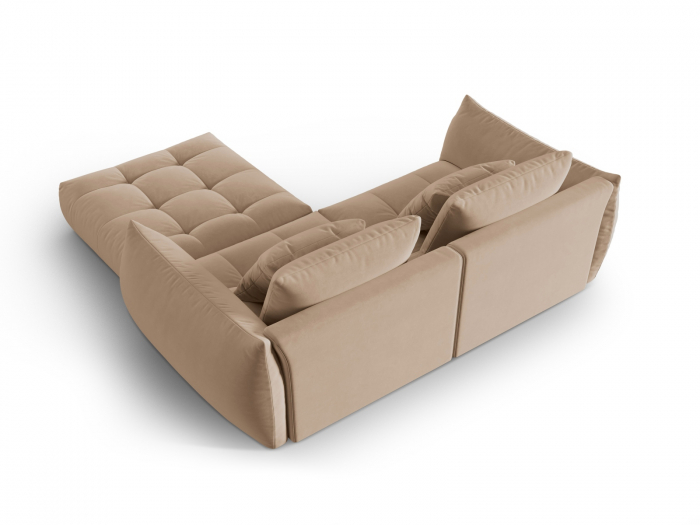 Coltar modular Bloom cu tapiterie din catifea, nisip [3]