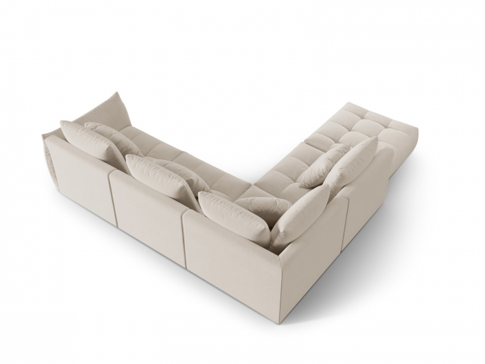 Coltar modular Bloom cu tapiterie din catifea si colt pe partea stanga, ecru [3]