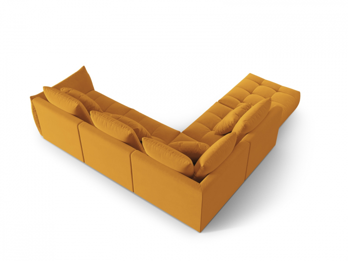 Coltar modular Bloom cu tapiterie din catifea si colt pe partea stanga, galben [3]