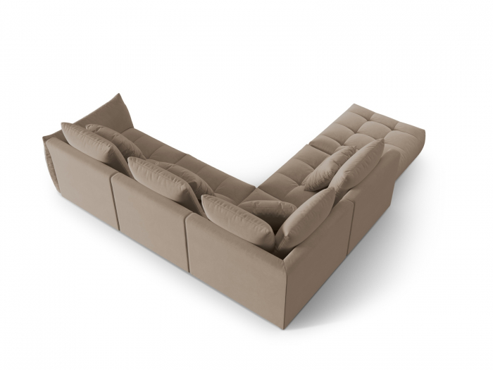 Coltar modular Bloom cu tapiterie din catifea si colt pe partea stanga, maro deschis [3]