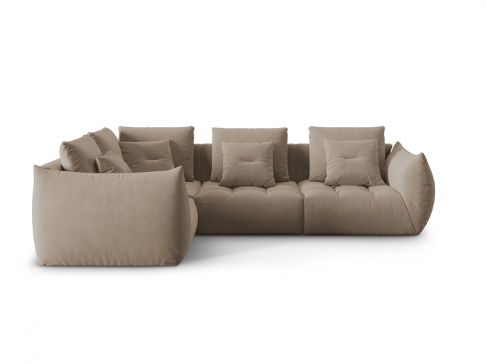 Coltar modular Bloom cu tapiterie din catifea si colt pe partea stanga, maro deschis [1]
