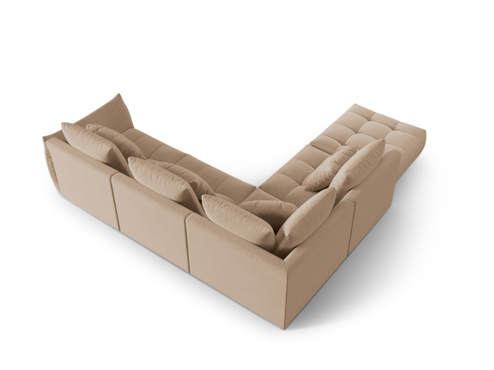 Coltar modular Bloom cu tapiterie din catifea si colt pe partea stanga, nisip [3]