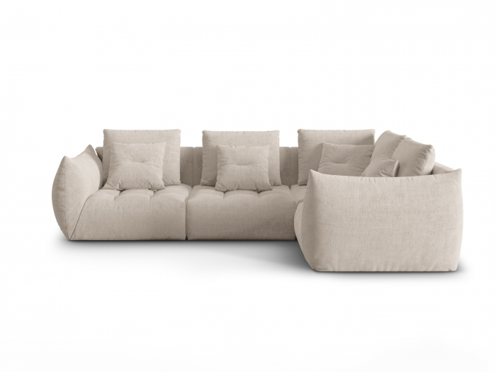Coltar modular Bloom cu tapiterie din tesatura structurala si colt pe partea dreapta, bej inchis [1]
