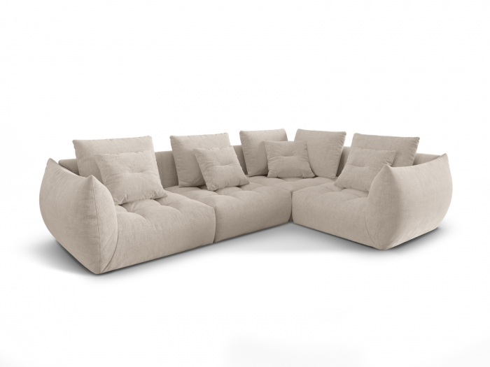 Coltar modular Bloom cu tapiterie din tesatura structurala si colt pe partea dreapta, bej inchis [2]